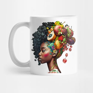 Black Woman Healthy Eating Fruits African American Mug